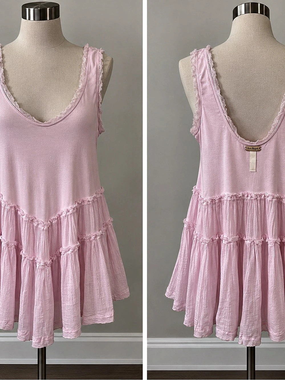 NWT Free People Festival Bloom Pink Tiered Mini Dress Size M